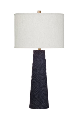 Basset Mirror Merrick Table Lamp - Handcrafted Resin Design With Black Drum Shade For Unique Home Decor Style Black Resin,Hard Back Linen Shade L4492t