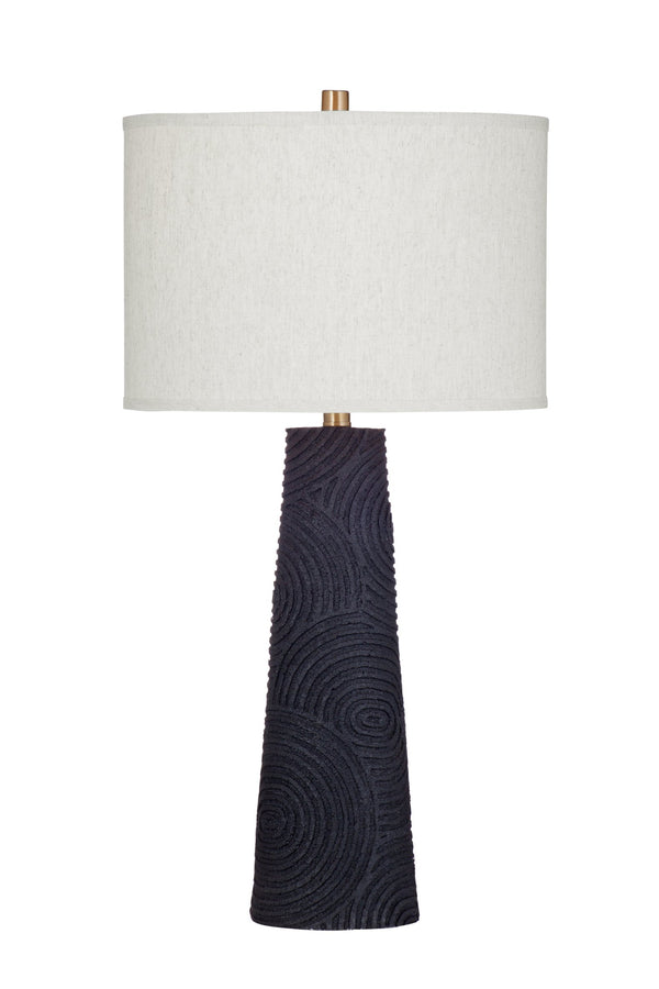 Basset Mirror Merrick Table Lamp - Handcrafted Resin Design With Black Drum Shade For Unique Home Decor Style Black Resin,Hard Back Linen Shade L4492t