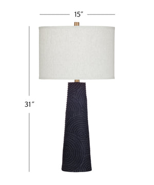 Basset Mirror Merrick Table Lamp - Handcrafted Resin Design With Black Drum Shade For Unique Home Decor Style Black Resin,Hard Back Linen Shade L4492t