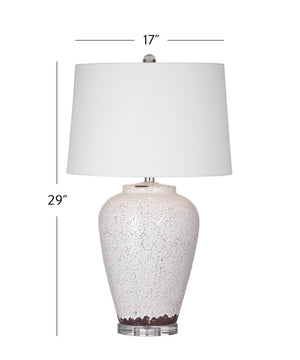 Basset Mirror Celburne Table Lamp - Vintage Charm With Crackled White Ceramic & Versatile 3-way Lighting Options White Ceramic,Crystal,Hard Back Linen Shade L4500t