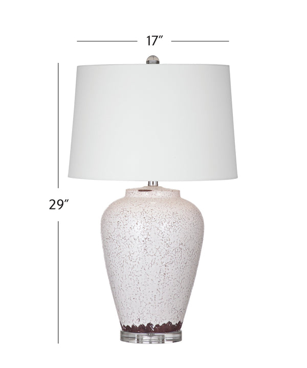 Basset Mirror Celburne Table Lamp - Vintage Charm With Crackled White Ceramic & Versatile 3-way Lighting Options White Ceramic,Crystal,Hard Back Linen Shade L4500t