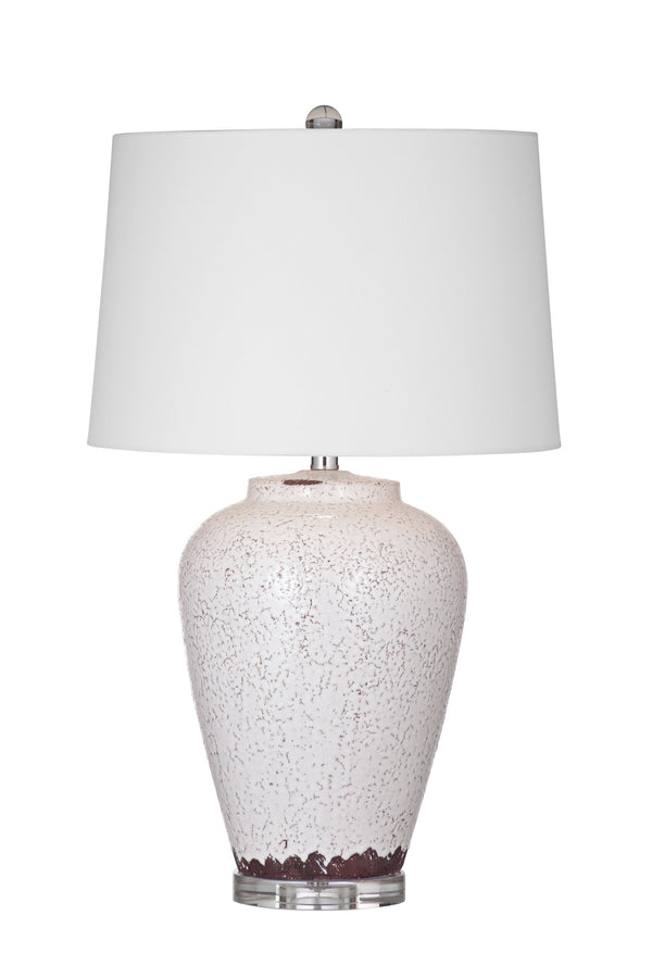 Basset Mirror Celburne Table Lamp - Vintage Charm With Crackled White Ceramic & Versatile 3-way Lighting Options White Ceramic,Crystal,Hard Back Linen Shade L4500t