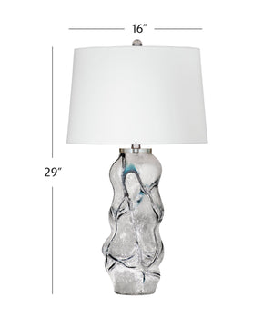 Basset Mirror Ion Table Lamp - Elegant Art Glass Design With Tapered Shade, Frosted Finish, And Modern Flair White Art Glass,Hard Back Linen Shade L4502t