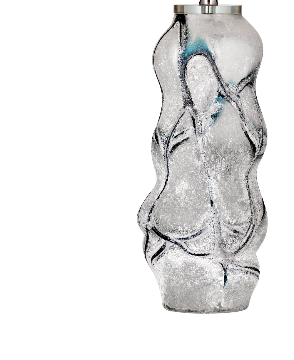 Basset Mirror Ion Table Lamp - Elegant Art Glass Design With Tapered Shade, Frosted Finish, And Modern Flair White Art Glass,Hard Back Linen Shade L4502t