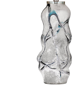 Basset Mirror Ion Table Lamp - Elegant Art Glass Design With Tapered Shade, Frosted Finish, And Modern Flair White Art Glass,Hard Back Linen Shade L4502t