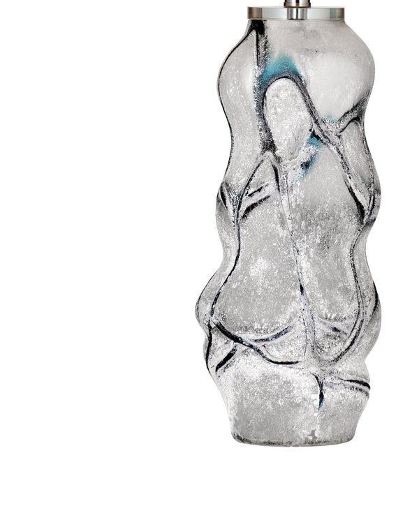 Basset Mirror Ion Table Lamp - Elegant Art Glass Design With Tapered Shade, Frosted Finish, And Modern Flair White Art Glass,Hard Back Linen Shade L4502t