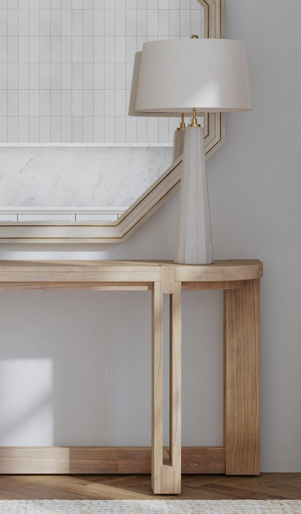 Basset Mirror Wythe Table Lamp – Rustic Beige Cement Design With Linen Shade For Elegant Farmhouse Décor White Cement,Metal,Hard Back Linen Shade L4506t