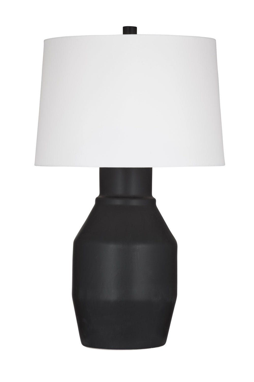 Basset Mirror Lowndes Table Lamp - Elegant Matte Black Ceramic Design With White Linen Shade For Modern Interiors Black Ceramic,Hard Back Linen Shade L4509t
