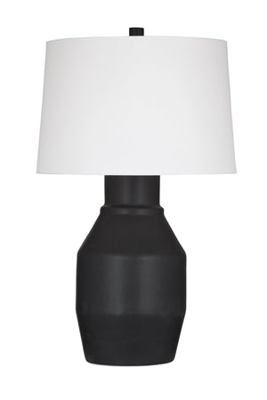 Basset Mirror Lowndes Table Lamp - Elegant Matte Black Ceramic Design With White Linen Shade For Modern Interiors Black Ceramic,Hard Back Linen Shade L4509t