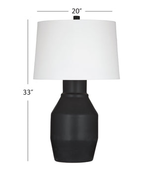 Basset Mirror Lowndes Table Lamp - Elegant Matte Black Ceramic Design With White Linen Shade For Modern Interiors Black Ceramic,Hard Back Linen Shade L4509t