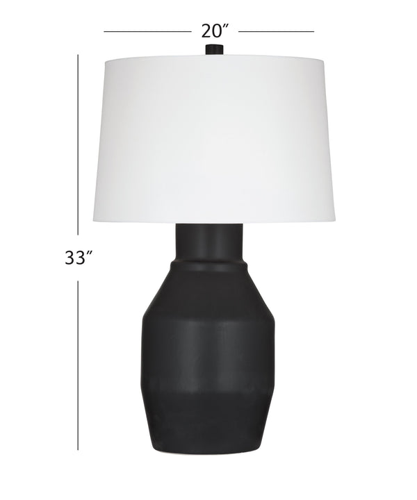 Basset Mirror Lowndes Table Lamp - Elegant Matte Black Ceramic Design With White Linen Shade For Modern Interiors Black Ceramic,Hard Back Linen Shade L4509t