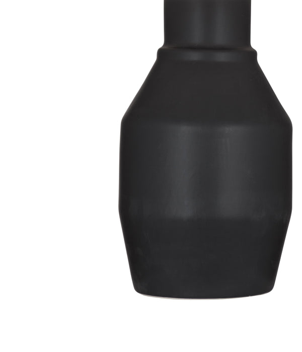 Basset Mirror Lowndes Table Lamp - Elegant Matte Black Ceramic Design With White Linen Shade For Modern Interiors Black Ceramic,Hard Back Linen Shade L4509t