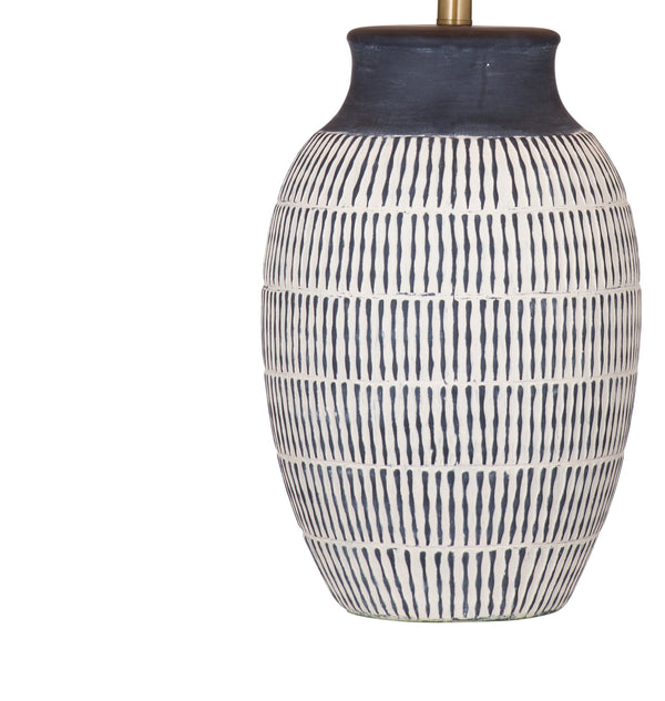 Basset Mirror Marrengo Table Lamp - Exquisite Matte Blue Ceramic Design With Elegant Off-white Shade For Modern Spaces Blue Ceramic,Hard Back Linen Shade L4510t