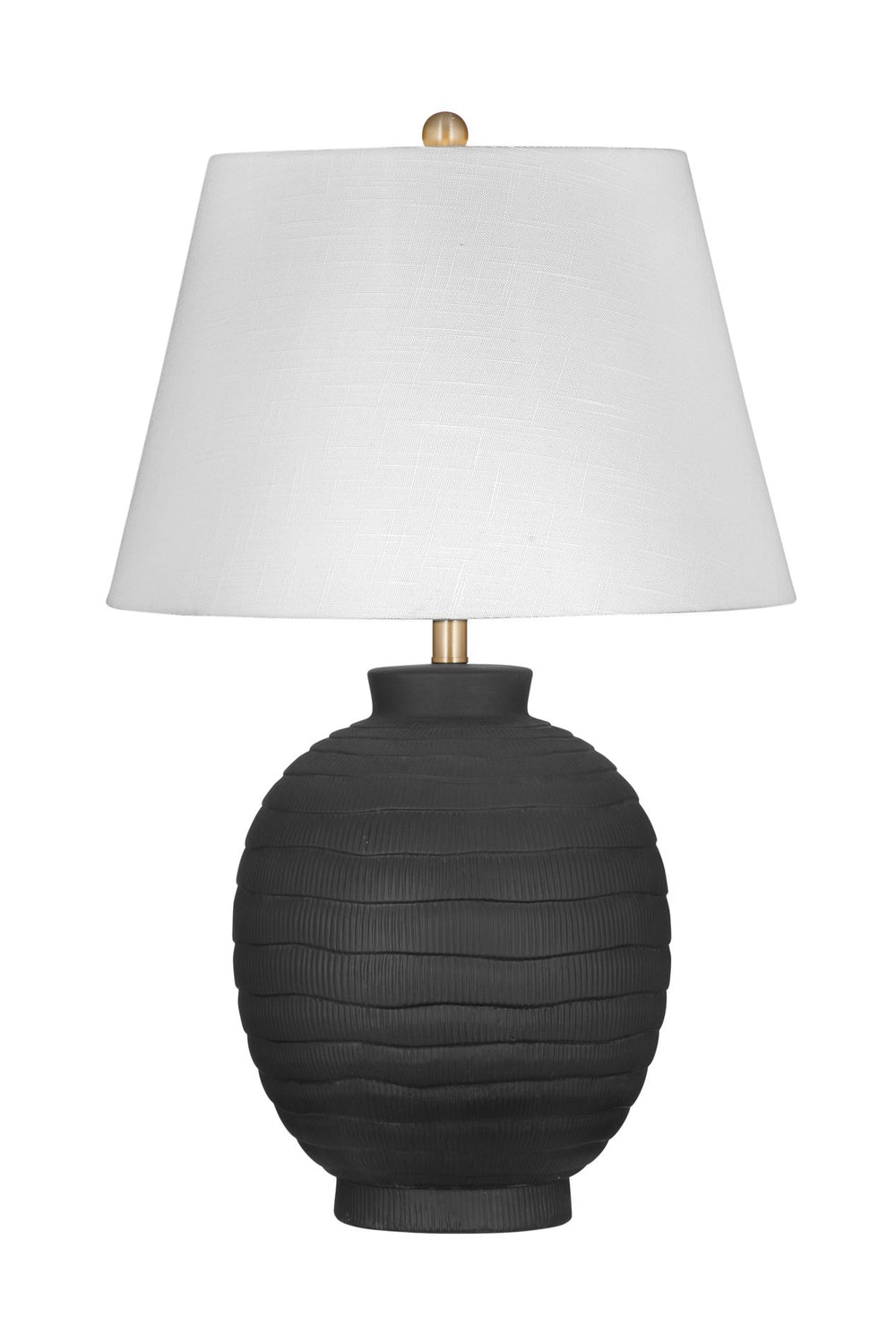 Basset Mirror Ventraa Table Lamp - Elegant Matte Black Ceramic With White Shade For Modern Home Decor Elegance Black Ceramic,Hard Back Linen Shade L4511t