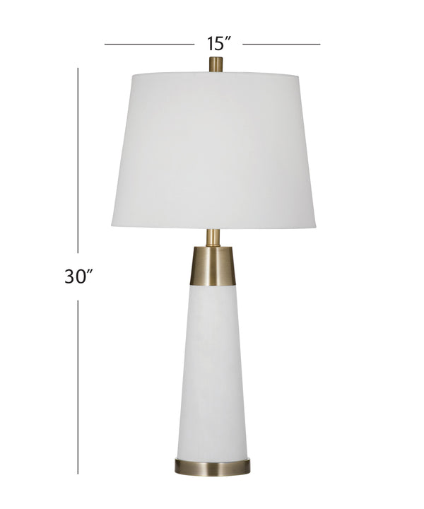 Basset Mirror Osage Table Lamp – Elegant White And Brass Design With Tapered Shade For Timeless Home Décor Upgrade White Glass,Metal,Hard Back Linen Shade L4513t