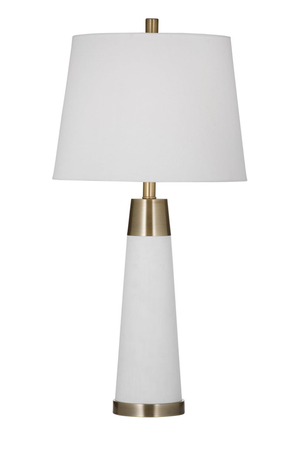 Basset Mirror Osage Table Lamp – Elegant White And Brass Design With Tapered Shade For Timeless Home Décor Upgrade White Glass,Metal,Hard Back Linen Shade L4513t
