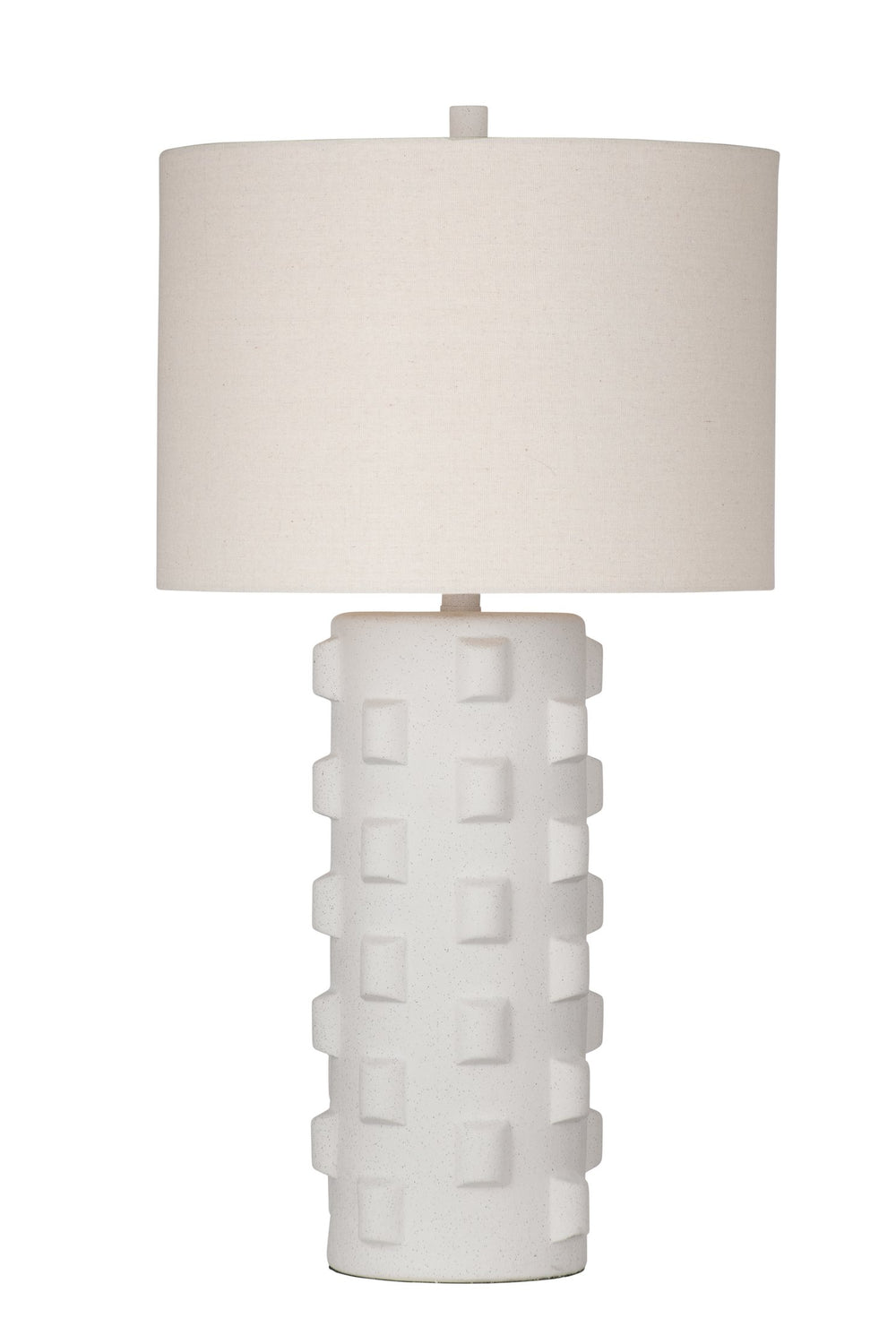 Basset Mirror Mellette Table Lamp - Elegant Ceramic Design With Matte White Finish & White Drum Shade For Home Decor White Ceramic,Hard Back Linen Shade L4515t