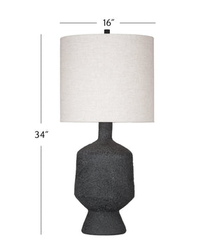 Basset Mirror Hartley Table Lamp – Chic Matte Black Design With Drum Shade For Elegant Ambiance & Modern Style Black Resin,Hard Back Linen Shade L4517t