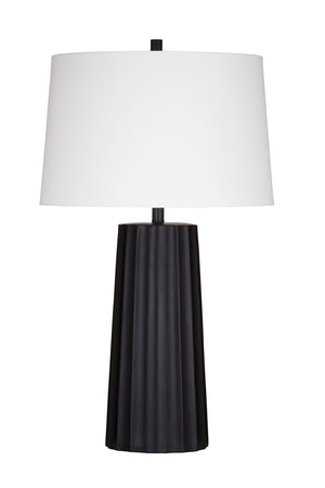 Basset Mirror Sabine Table Lamp - Contemporary Matte Black Design With Elegant White Shade For Modern Interiors Black Resin,Hard Back Linen Shade L4519t