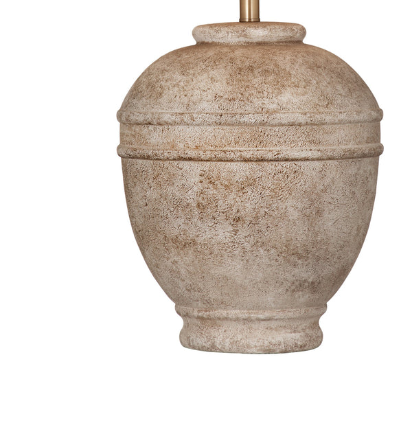 Basset Mirror Ashland Table Lamp - Timeless Elegance With Rustic Charm, Distressed Cream Finish & Classic Shade White Resin,Hard Back Linen Shade L4520t