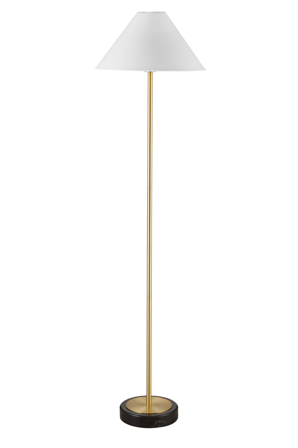 Basset Mirror Rutland Contemporary Glam Floor Lamp - Sleek Gold Brass With Black Marble Base & White Shade Brass Marble,Metal,Hard Back Linen Shade L4529f