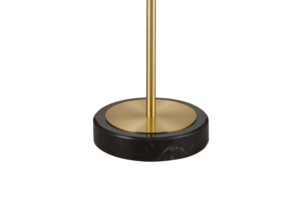 Basset Mirror Rutland Contemporary Glam Floor Lamp - Sleek Gold Brass With Black Marble Base & White Shade Brass Marble,Metal,Hard Back Linen Shade L4529f