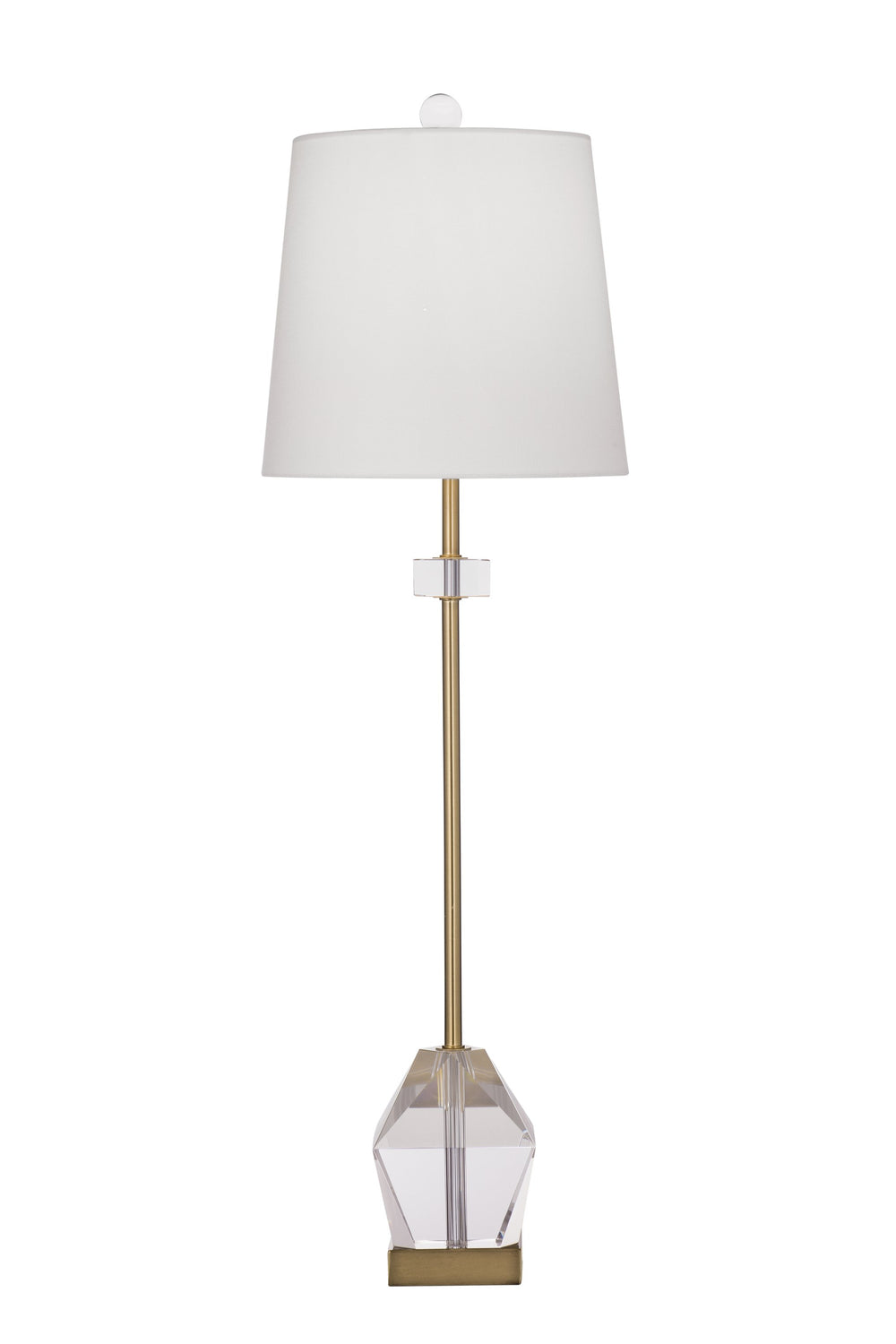 Basset Mirror Hampton Table Lamp: Elegant Crystal Base With Antique Gold Finish & Tapered White Shade For Luxury Glow Gold Crystal,Metal,Hard Back Linen Shade L4530t