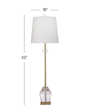 Basset Mirror Hampton Table Lamp: Elegant Crystal Base With Antique Gold Finish & Tapered White Shade For Luxury Glow Gold Crystal,Metal,Hard Back Linen Shade L4530t