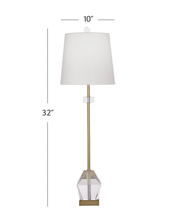 Basset Mirror Hampton Table Lamp: Elegant Crystal Base With Antique Gold Finish & Tapered White Shade For Luxury Glow Gold Crystal,Metal,Hard Back Linen Shade L4530t