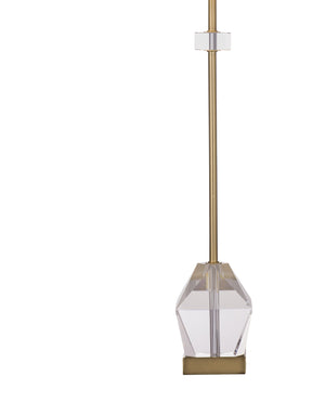 Basset Mirror Hampton Table Lamp: Elegant Crystal Base With Antique Gold Finish & Tapered White Shade For Luxury Glow Gold Crystal,Metal,Hard Back Linen Shade L4530t