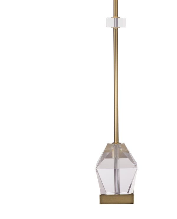 Basset Mirror Hampton Table Lamp: Elegant Crystal Base With Antique Gold Finish & Tapered White Shade For Luxury Glow Gold Crystal,Metal,Hard Back Linen Shade L4530t