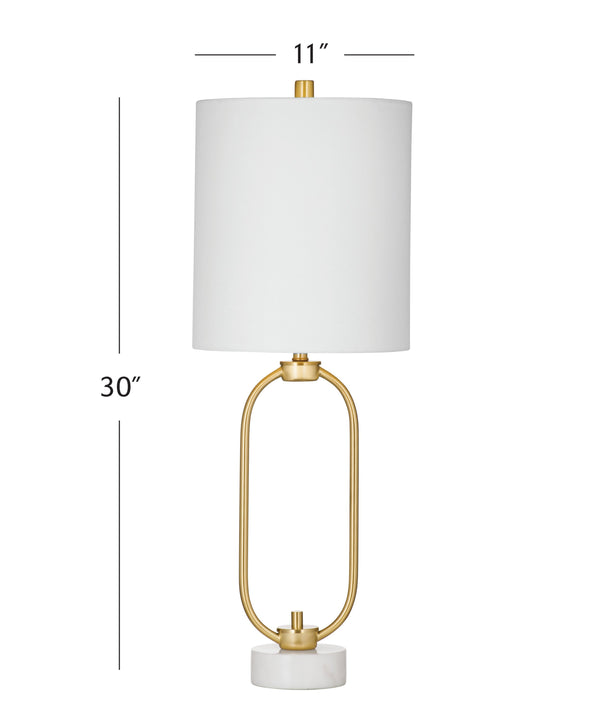 Basset Mirror Tyne Table Lamp - Elegant Alabaster & Brass Design For Timeless Sophistication In Any Room Brass Marble,Metal,Hard Back Linen Shade L4533t