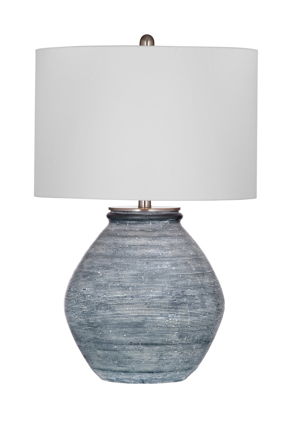 Basset Mirror Midlands Table Lamp - Industrial Chic Cement Craft With Matte Blue Finish & Soft White Shade Glow Blue Cement,Hard Back Linen Shade L4534t