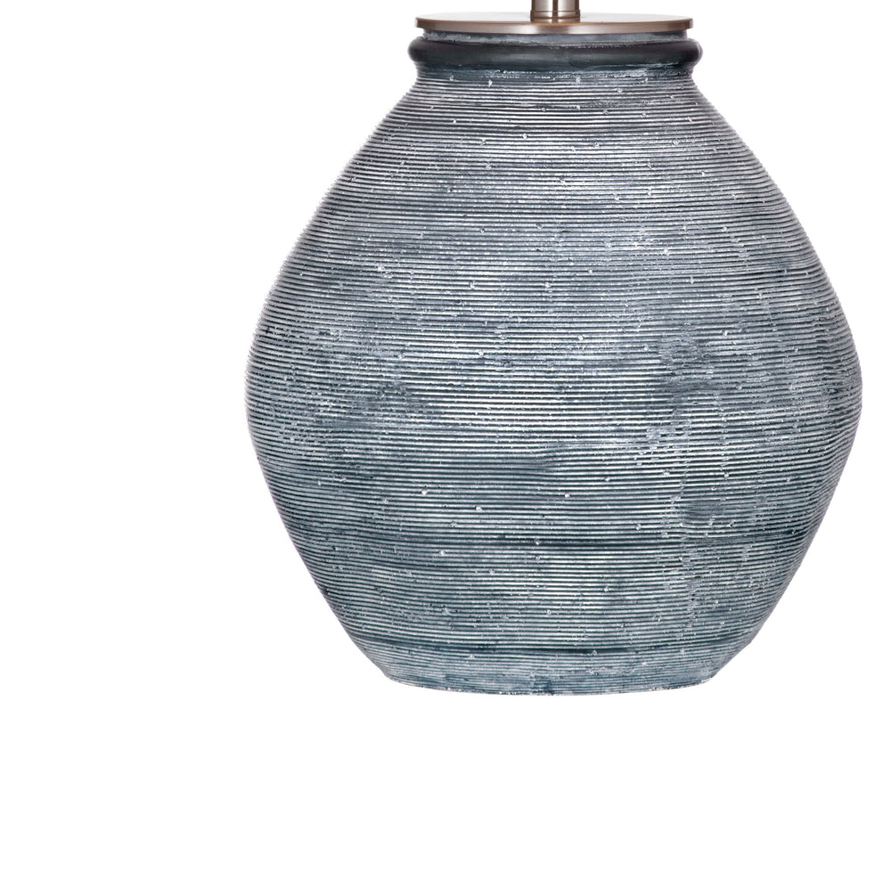 Basset Mirror Midlands Table Lamp - Industrial Chic Cement Craft With Matte Blue Finish & Soft White Shade Glow Blue Cement,Hard Back Linen Shade L4534t