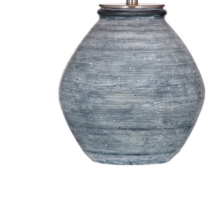 Basset Mirror Midlands Table Lamp - Industrial Chic Cement Craft With Matte Blue Finish & Soft White Shade Glow Blue Cement,Hard Back Linen Shade L4534t