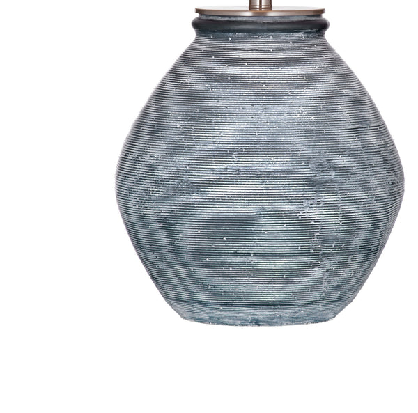 Basset Mirror Midlands Table Lamp - Industrial Chic Cement Craft With Matte Blue Finish & Soft White Shade Glow Blue Cement,Hard Back Linen Shade L4534t