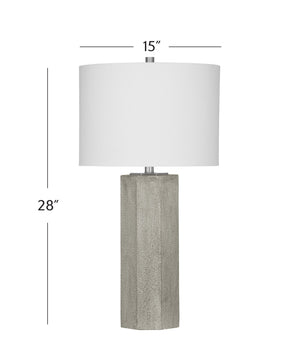 Basset Mirror Luna Table Lamp - Industrial Gray Cement Design With Modern White Drum Shade For Minimalist Elegance Gray Cement,Metal L4547t