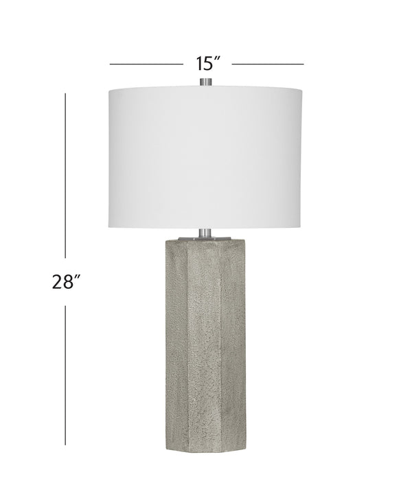 Basset Mirror Luna Table Lamp - Industrial Gray Cement Design With Modern White Drum Shade For Minimalist Elegance Gray Cement,Metal L4547t