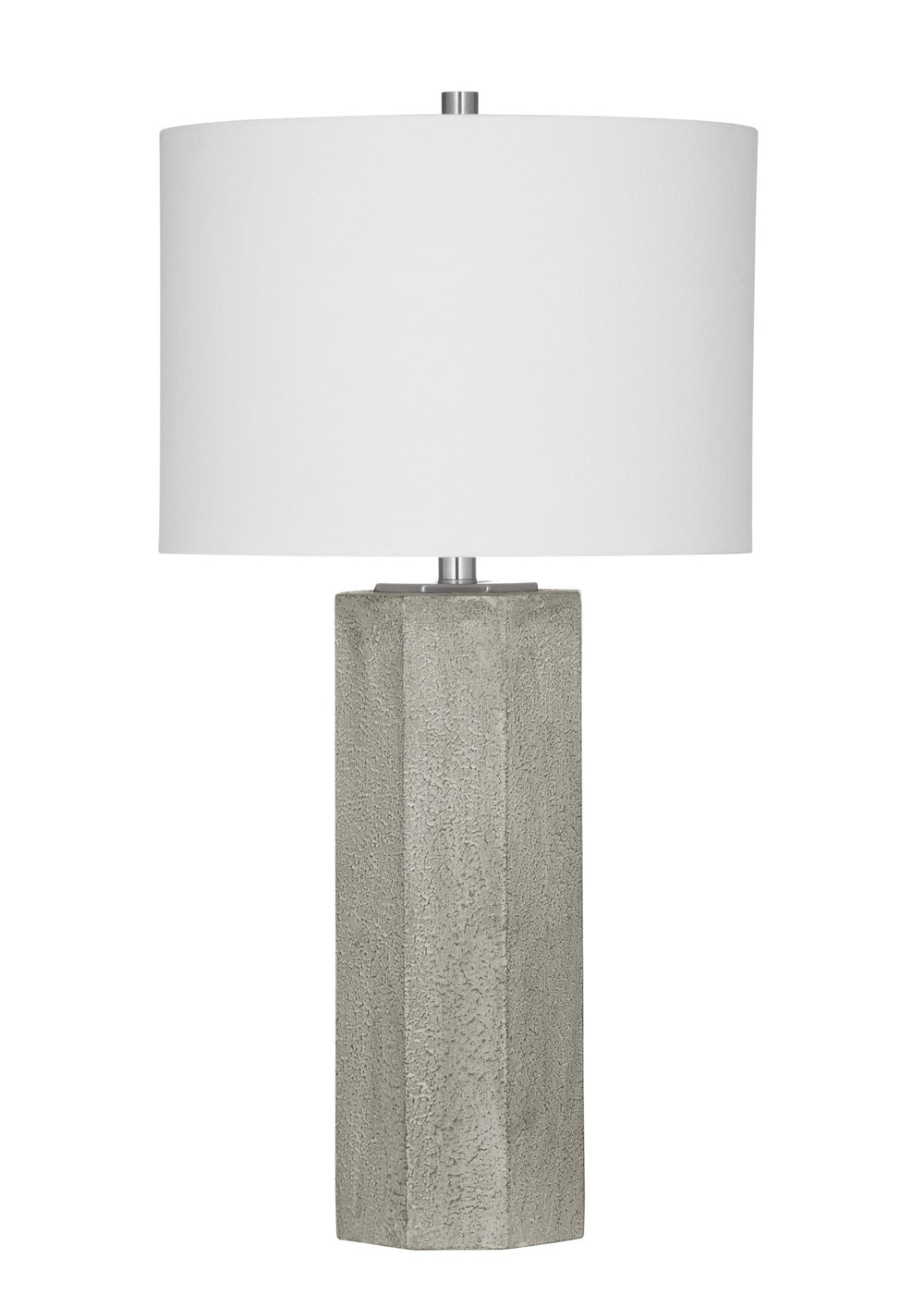 Basset Mirror Luna Table Lamp - Industrial Gray Cement Design With Modern White Drum Shade For Minimalist Elegance Gray Cement,Metal L4547t