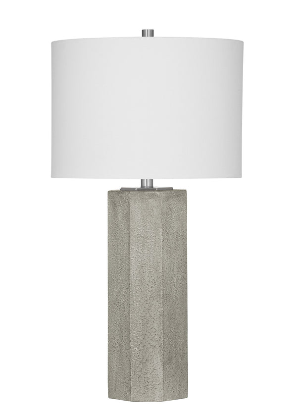 Basset Mirror Luna Table Lamp - Industrial Gray Cement Design With Modern White Drum Shade For Minimalist Elegance Gray Cement,Metal L4547t