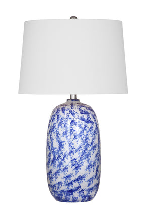 Basset Mirror Mila Table Lamp - Coastal-inspired Vase Design With Blue And White Pattern For Timeless Charm Blue Ceramic L4548t