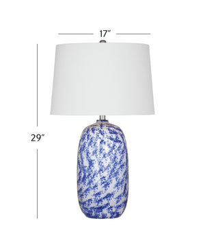 Basset Mirror Mila Table Lamp - Coastal-inspired Vase Design With Blue And White Pattern For Timeless Charm Blue Ceramic L4548t