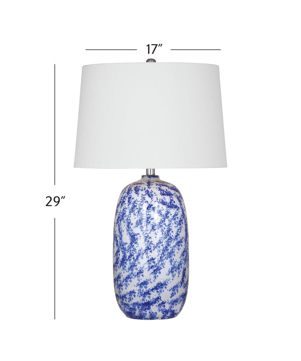 Basset Mirror Mila Table Lamp - Coastal-inspired Vase Design With Blue And White Pattern For Timeless Charm Blue Ceramic L4548t