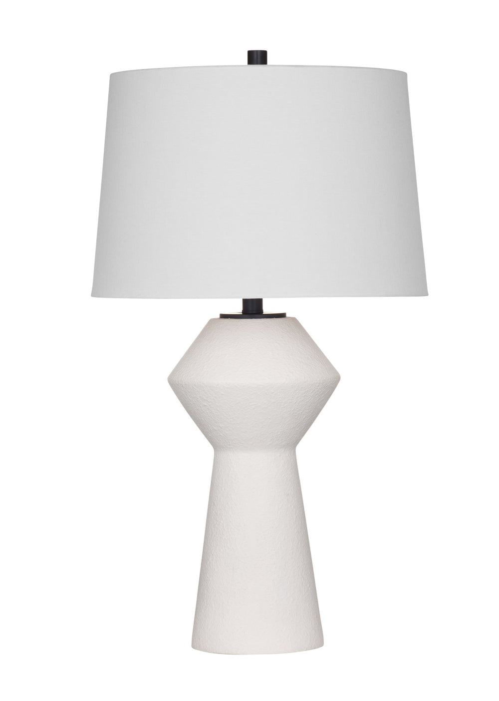 Basset Mirror Ella Modern Table Lamp - Contemporary Hourglass Design With Matte White Finish & Classic Shade White Polyresin L4549t