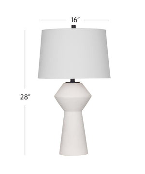 Basset Mirror Ella Modern Table Lamp - Contemporary Hourglass Design With Matte White Finish & Classic Shade White Polyresin L4549t