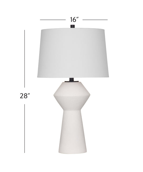 Basset Mirror Ella Modern Table Lamp - Contemporary Hourglass Design With Matte White Finish & Classic Shade White Polyresin L4549t