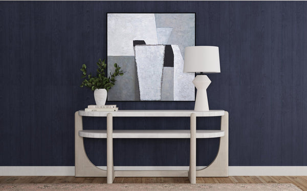 Basset Mirror Ella Modern Table Lamp - Contemporary Hourglass Design With Matte White Finish & Classic Shade White Polyresin L4549t
