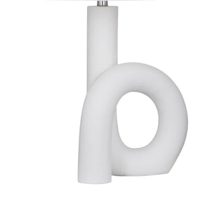 Basset Mirror Alexx Table Lamp - Modern Artistic Design With Abstract Loop In Matte White Resin & Drum Shade White Polyresin L4550t