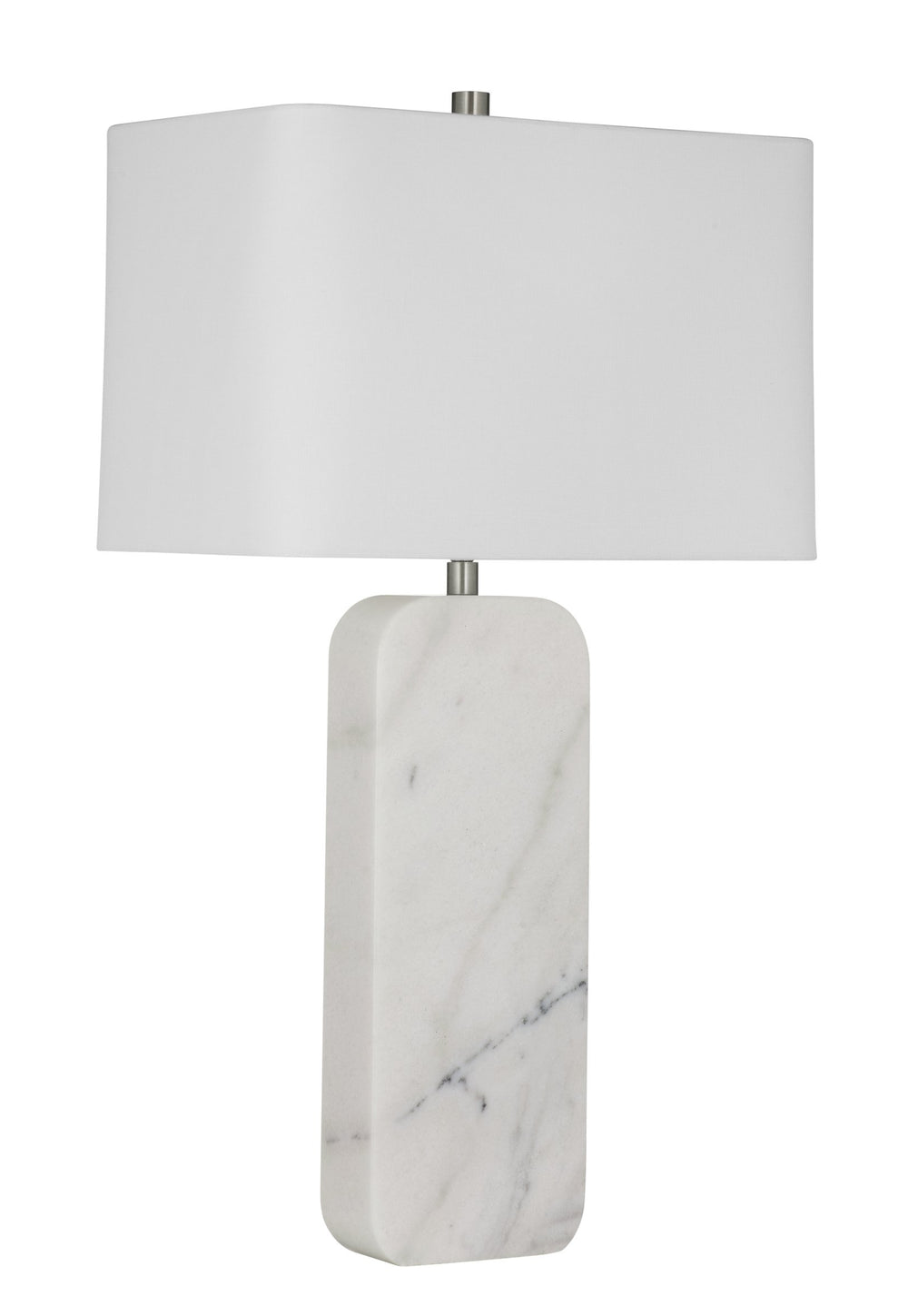 Basset Mirror Systin Table Lamp - Contemporary Elegance With White Marble Base & Rectangular Shade For Modern Style White Marble L4551t
