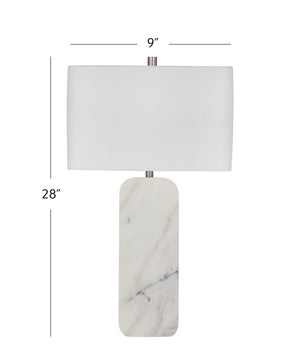 Basset Mirror Systin Table Lamp - Contemporary Elegance With White Marble Base & Rectangular Shade For Modern Style White Marble L4551t